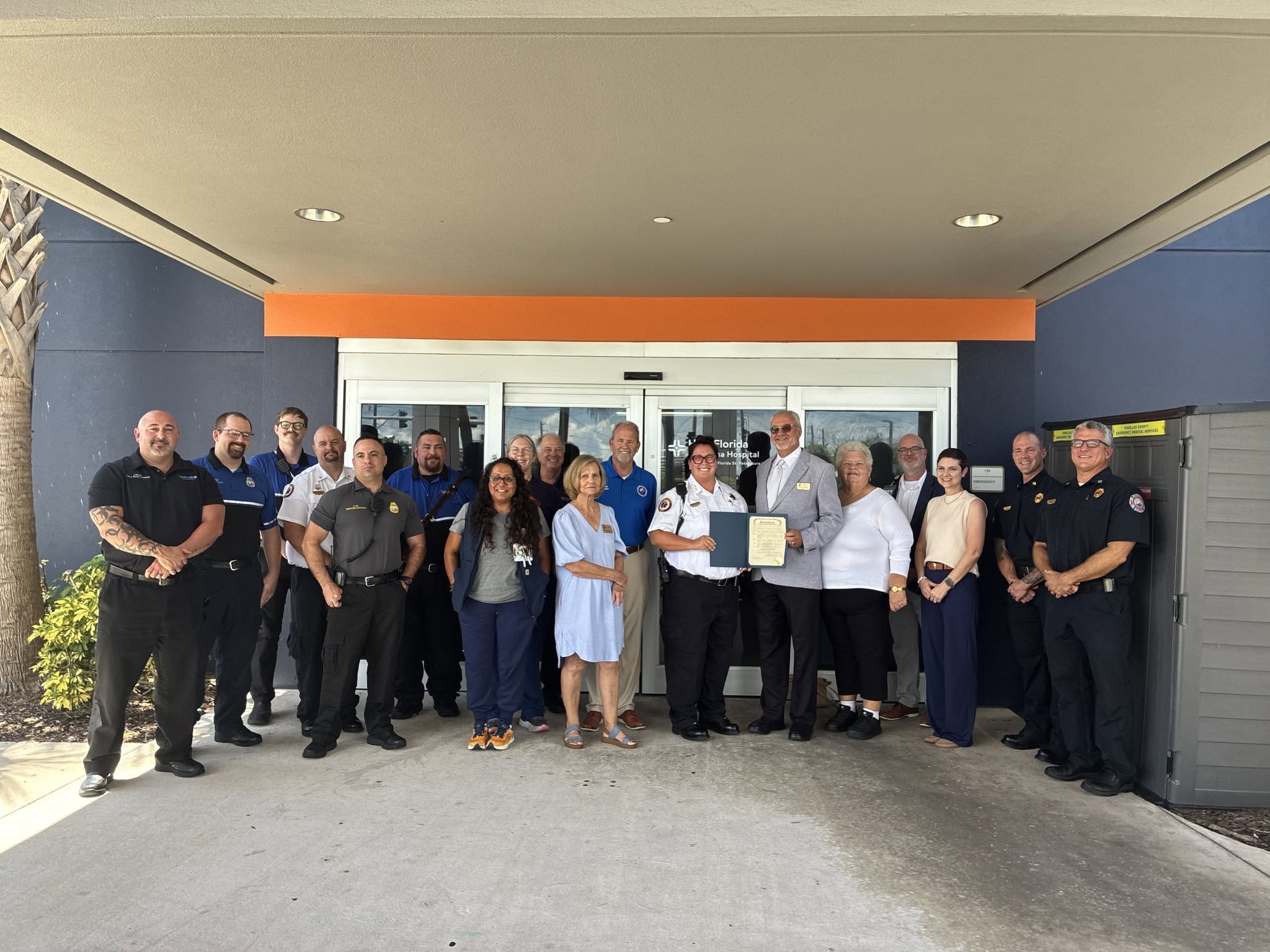 City Staff Presenting EMS Proclamation at HCA Pasadena Hospital
